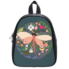 Bug Nature Flower Dragonfly School Bag (small) by Ravend