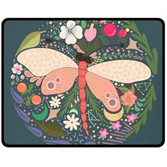 Bug Nature Flower Dragonfly Fleece Blanket (medium)