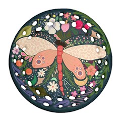 Bug Nature Flower Dragonfly Ornament (round Filigree) by Ravend