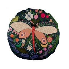 Bug Nature Flower Dragonfly Standard 15  Premium Round Cushions