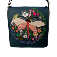 Bug Nature Flower Dragonfly Flap Closure Messenger Bag (l) by Ravend