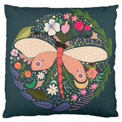 Bug Nature Flower Dragonfly Large Premium Plush Fleece Cushion Case (two Sides)