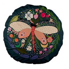 Bug Nature Flower Dragonfly Large 18  Premium Flano Round Cushions