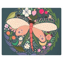 Bug Nature Flower Dragonfly Two Sides Premium Plush Fleece Blanket (medium) by Ravend