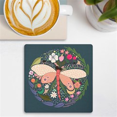 Bug Nature Flower Dragonfly Uv Print Square Tile Coaster  by Ravend