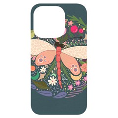 Bug Nature Flower Dragonfly Iphone 14 Pro Black Uv Print Case