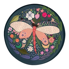 Bug Nature Flower Dragonfly Round Glass Fridge Magnet (4 Pack) by Ravend