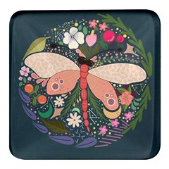 Bug Nature Flower Dragonfly Square Glass Fridge Magnet (4 Pack) by Ravend