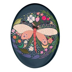 Bug Nature Flower Dragonfly Oval Glass Fridge Magnet (4 Pack)