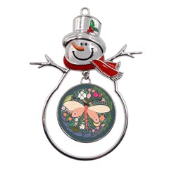 Bug Nature Flower Dragonfly Metal Snowman Ornament