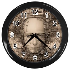 Cyborg Robot Future Drawing Poster Wall Clock (black) by Ravend