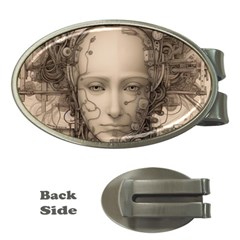 Cyborg Robot Future Drawing Poster Money Clips (oval)  by Ravend