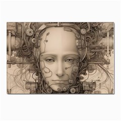 Cyborg Robot Future Drawing Poster Postcard 4 x 6  (pkg Of 10) by Ravend