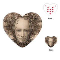 Cyborg Robot Future Drawing Poster Playing Cards Single Design (heart) by Ravend