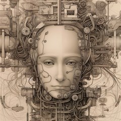 Cyborg Robot Future Drawing Poster Play Mat (square) by Ravend