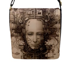 Cyborg Robot Future Drawing Poster Flap Closure Messenger Bag (l)