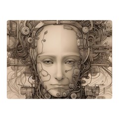 Cyborg Robot Future Drawing Poster Two Sides Premium Plush Fleece Blanket (mini) by Ravend