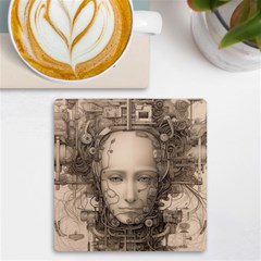 Cyborg Robot Future Drawing Poster Uv Print Square Tile Coaster  by Ravend