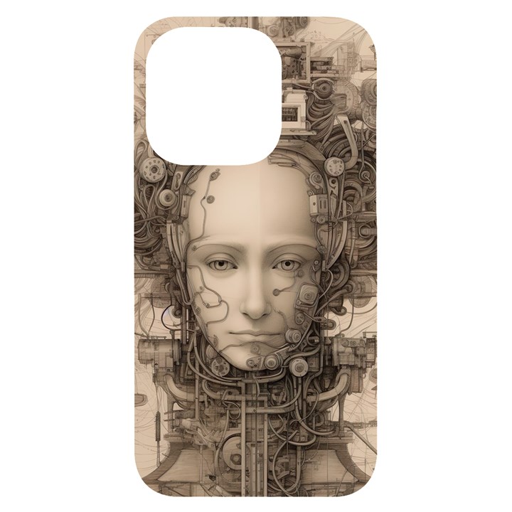 Cyborg Robot Future Drawing Poster iPhone 14 Pro Black UV Print Case