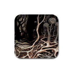 Tree Nature Landscape Forest Rubber Square Coaster (4 Pack) by Ravend