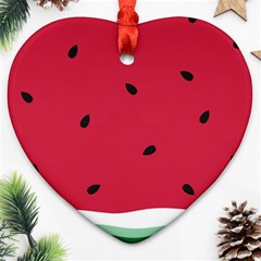 Minimalist Summer Watermelon Wallpaper Ornament (heart) by Ravend