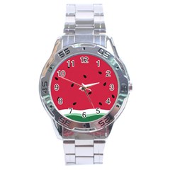 Minimalist Summer Watermelon Wallpaper Stainless Steel Analogue Watch by Ravend