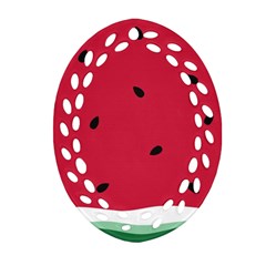 Minimalist Summer Watermelon Wallpaper Oval Filigree Ornament (two Sides) by Ravend