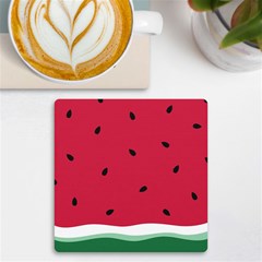 Minimalist Summer Watermelon Wallpaper Uv Print Square Tile Coaster  by Ravend