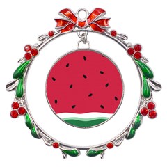 Minimalist Summer Watermelon Wallpaper Metal X mas Wreath Ribbon Ornament