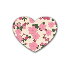 Floral Vintage Flowers Rubber Coaster (heart)