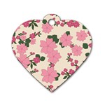 Floral Vintage Flowers Dog Tag Heart (Two Sides) Front