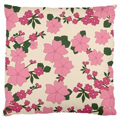 Floral Vintage Flowers Large Premium Plush Fleece Cushion Case (two Sides)