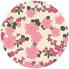 Floral Vintage Flowers Wooden Puzzle Round