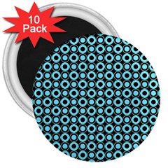 Mazipoodles Blue Donuts Polka Dot 3  Magnets (10 Pack)  by Mazipoodles