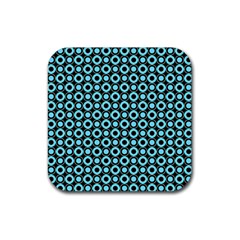 Mazipoodles Blue Donuts Polka Dot Rubber Coaster (square) by Mazipoodles