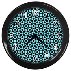 Mazipoodles Blue Donuts Polka Dot Wall Clock (black) by Mazipoodles