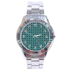 Mazipoodles Blue Donuts Polka Dot Stainless Steel Analogue Watch by Mazipoodles