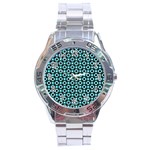 Mazipoodles Blue Donuts Polka Dot Stainless Steel Analogue Watch Front