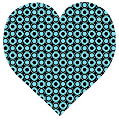 Mazipoodles Blue Donuts Polka Dot Wooden Puzzle Heart by Mazipoodles