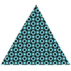 Mazipoodles Blue Donuts Polka Dot Wooden Puzzle Triangle by Mazipoodles