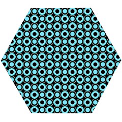 Mazipoodles Blue Donuts Polka Dot Wooden Puzzle Hexagon by Mazipoodles