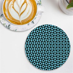 Mazipoodles Blue Donuts Polka Dot Uv Print Round Tile Coaster by Mazipoodles