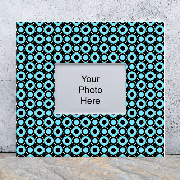 Mazipoodles Blue Donuts Polka Dot White Wall Photo Frame 5  x 7 