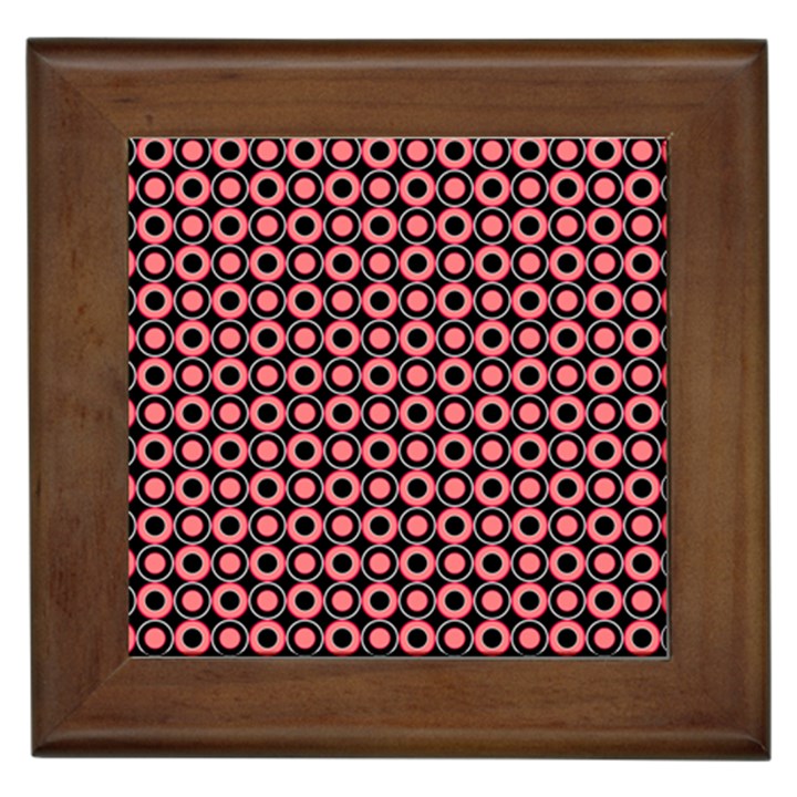 Mazipoodles Red Donuts Polka Dot  Framed Tile