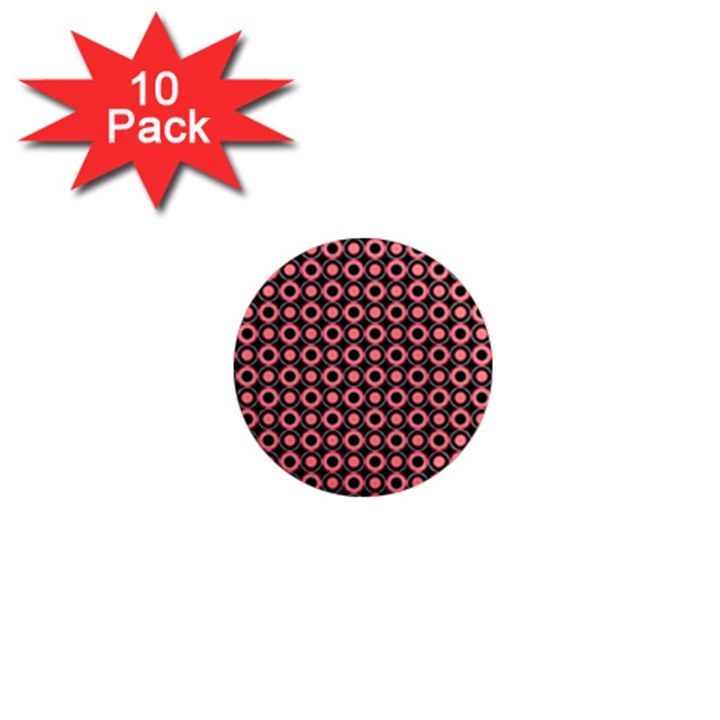 Mazipoodles Red Donuts Polka Dot  1  Mini Magnet (10 pack) 