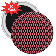 Mazipoodles Red Donuts Polka Dot  3  Magnets (10 Pack)  by Mazipoodles