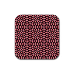 Mazipoodles Red Donuts Polka Dot  Rubber Coaster (square) by Mazipoodles