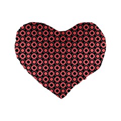 Mazipoodles Red Donuts Polka Dot  Standard 16  Premium Flano Heart Shape Cushions by Mazipoodles