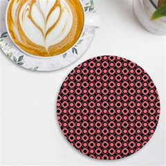 Mazipoodles Red Donuts Polka Dot  Uv Print Round Tile Coaster by Mazipoodles