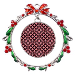 Mazipoodles Red Donuts Polka Dot  Metal X mas Wreath Ribbon Ornament by Mazipoodles